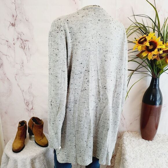 Madewell open front speckled soft knit grey cardigan - Picture 3 of 8